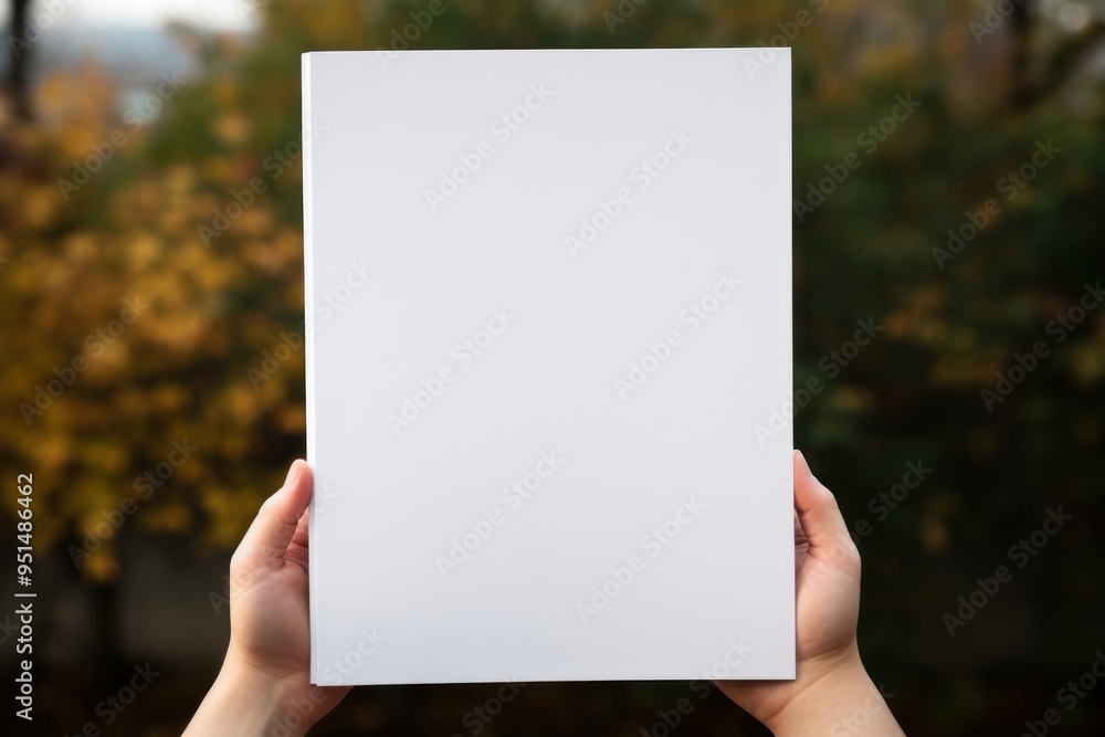 Blank book paper document outdoors.