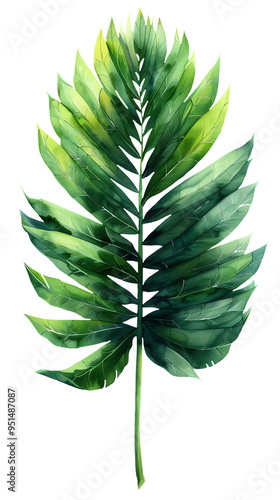 Vibrant Green Tropical Palm Leaf Illustration