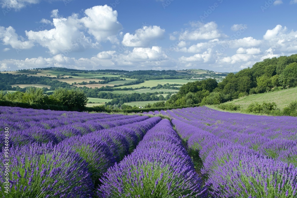 Lavender Field With Rolling Hills and Blue Sky Lavender Field With Rolling Hills and Blue Sky