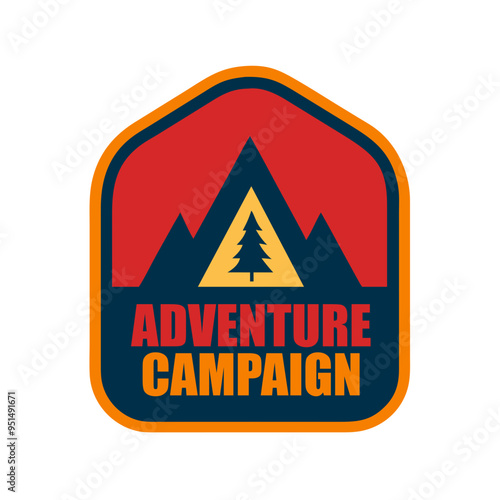 Vintage Mountain Adventure and Outdoor Logo Template with Retro Elements photo