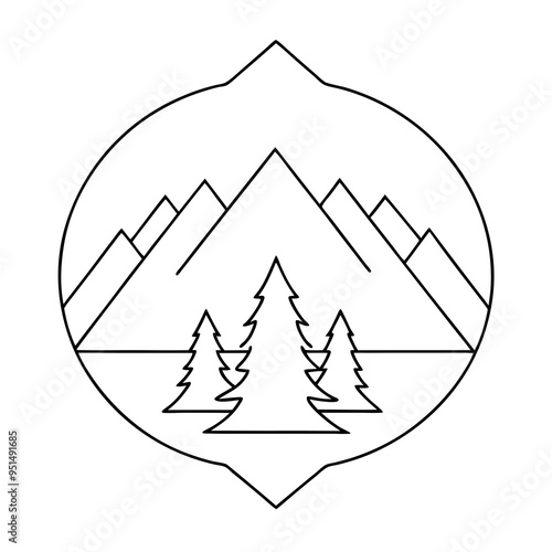 Vintage Mountain Adventure and Outdoor Logo Template with Retro Elements