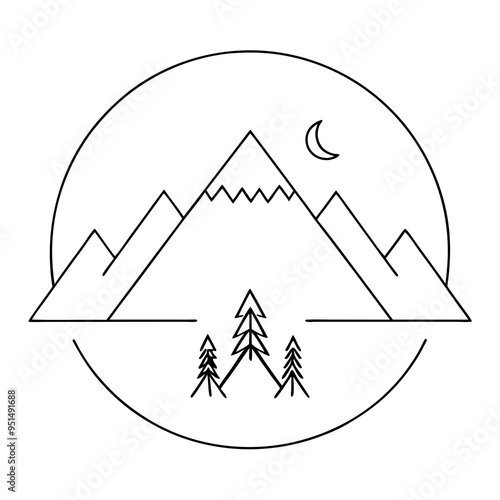 Vintage Mountain Adventure and Outdoor Logo Template with Retro Elements