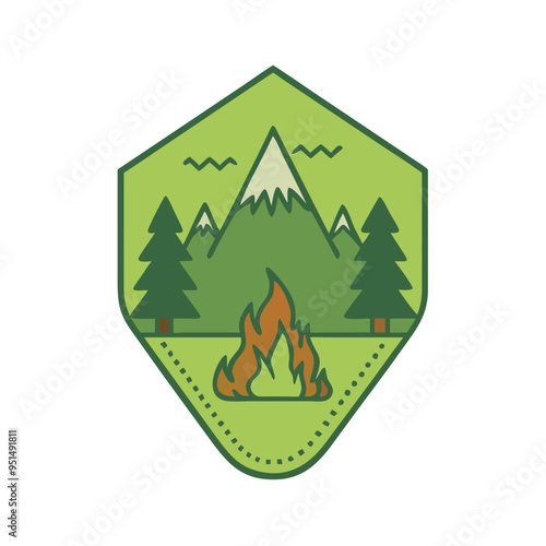 Vintage Mountain Adventure and Outdoor Logo Template with Retro Elements