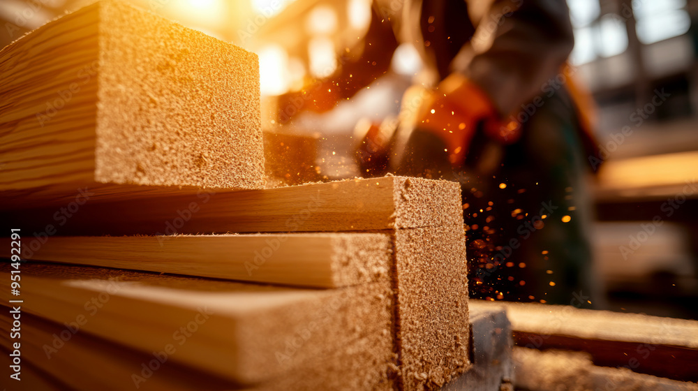 modern wood processing factory . AI generative. modern wood processing factory . AI generative.
