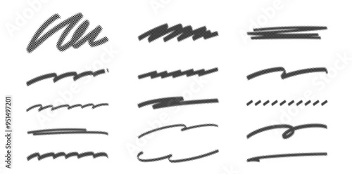 Handwritten halftone underline vector material