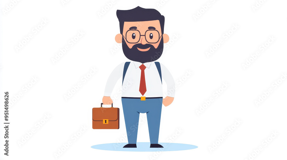 A vibrant flat illustration depicting a teacher with a briefcase, embodying a modern cartoon style with unique textures. A vibrant flat illustration depicting a teacher with a briefcase, embodying a modern cartoon style with unique textures.