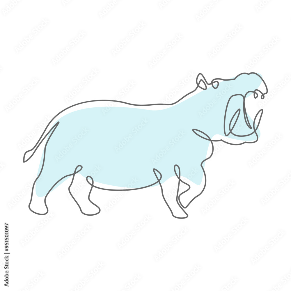Hippopotamus Pastel Color Line Art Animal Hippopotamus Pastel Color Line Art Animal