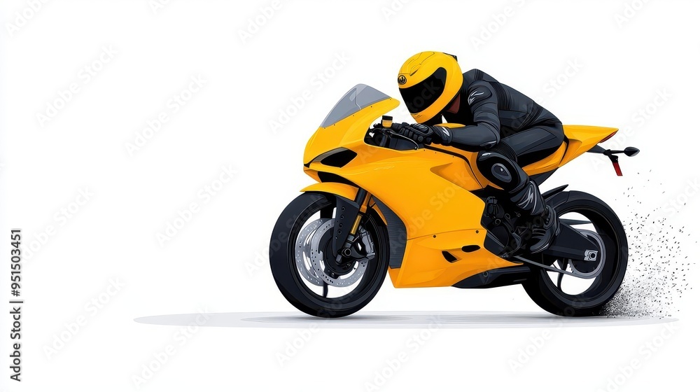A dynamic yellow motorcycle in motion, showcasing speed and agility, perfect for sports and racing themes. A dynamic yellow motorcycle in motion, showcasing speed and agility, perfect for sports and racing themes.