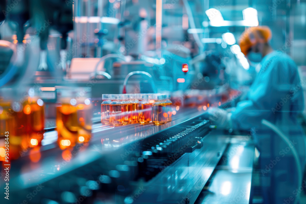 Industrial production of pharmaceuticals. AI generative.