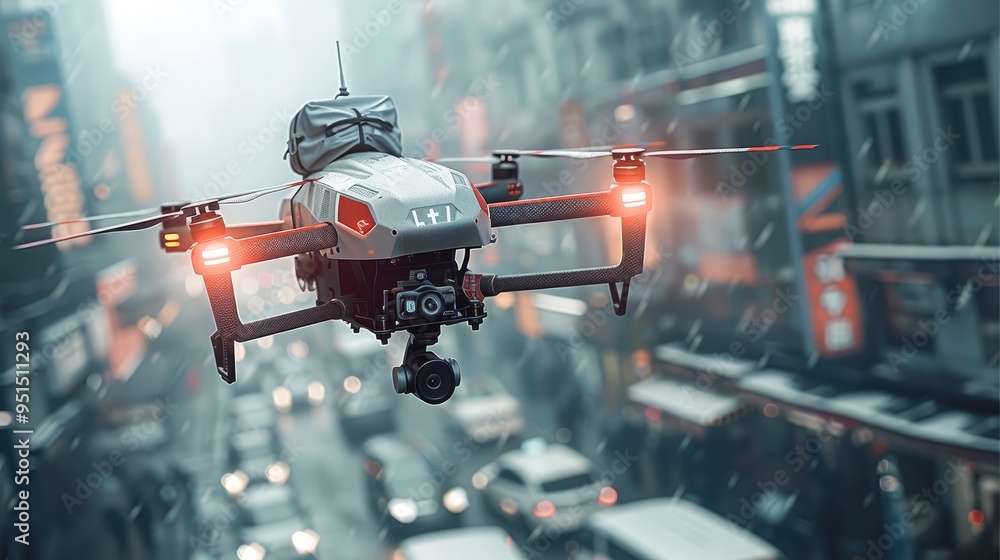 Rescue drone embody the application of emergency medical services in future smart cities, such as high-rise building disaster relief and cross-sea bridge collapse rescue. Generative AI. Rescue drone embody the application of emergency medical services in future smart cities, such as high-rise building disaster relief and cross-sea bridge collapse rescue. Generative AI.