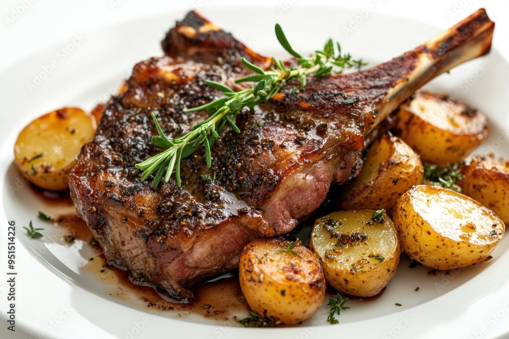Delicious Grilled Lamb Chop with Roasted Potatoes Delicious Grilled Lamb Chop with Roasted Potatoes