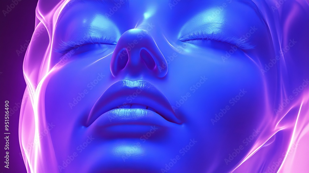 A glowing blue representation of ethereal beauty captured in vibrant colors A glowing blue representation of ethereal beauty captured in vibrant colors