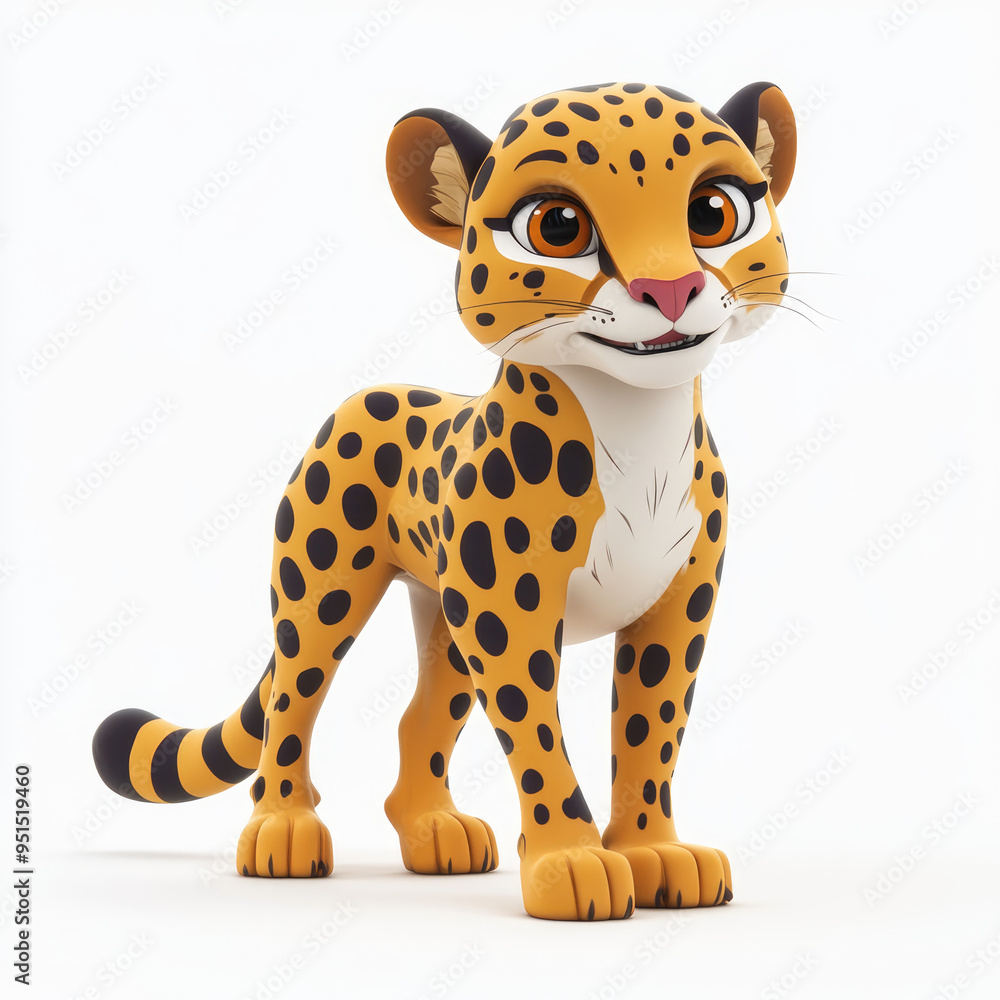 3D cartoon, a cheetah. on a solid white background 3D cartoon, a cheetah. on a solid white background
