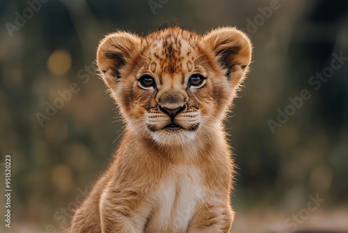 adorable lion cub with captivating golden fur, showcasing the pure essence of wildlife.