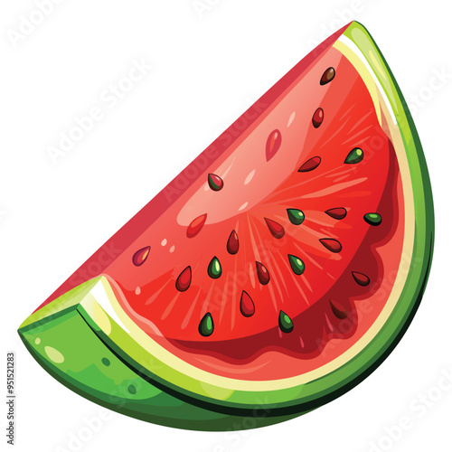 Sweet red watermelon slice on white background