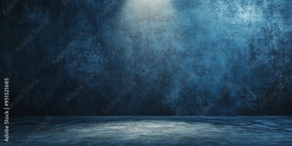 Matte Dark Blue Wall with Soft Spotlight and Subtle Shadow Matte Dark Blue Wall with Soft Spotlight and Subtle Shadow