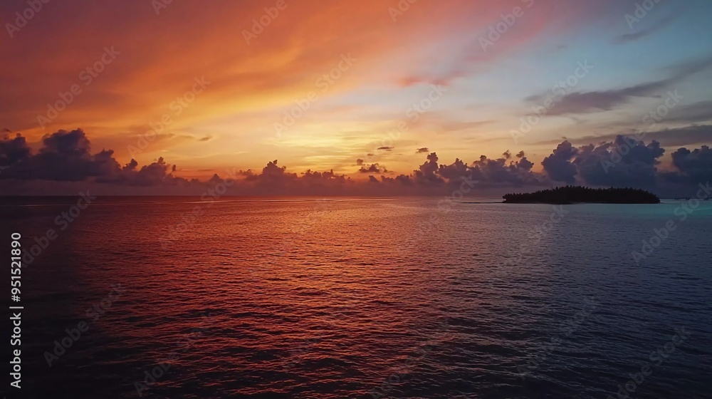 Colorful sunset over the ocean on the beautiful Maldives Colorful sunset over the ocean on the beautiful Maldives