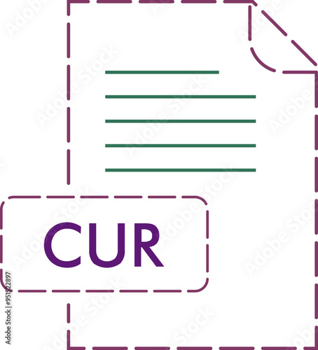 CUR File format icon rounded dashed outline