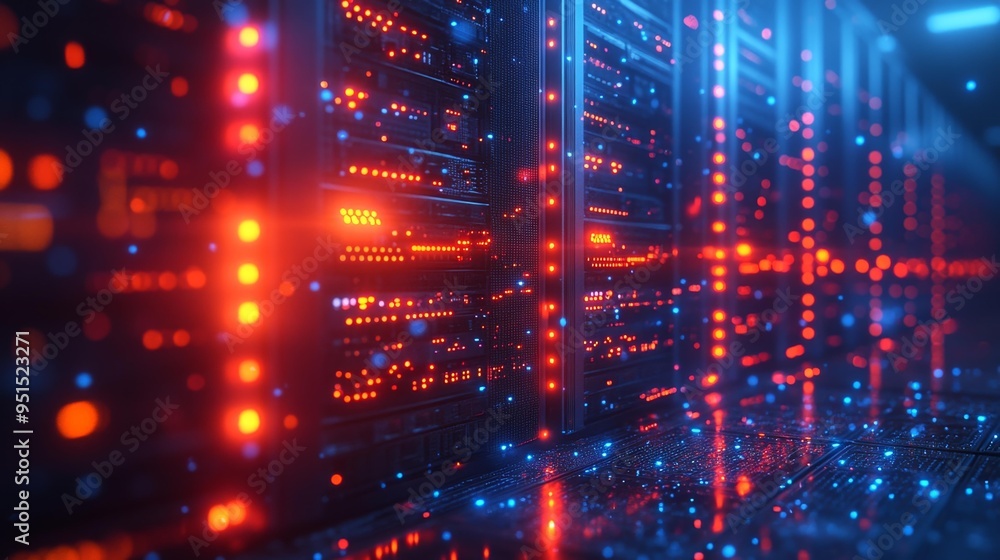 Fototapeta premium Glowing Data Center Generative AI