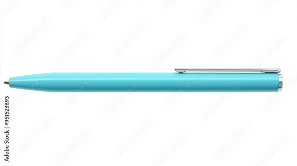 Minimalist Blue Pen on White Background Generative AI Minimalist Blue Pen on White Background Generative AI