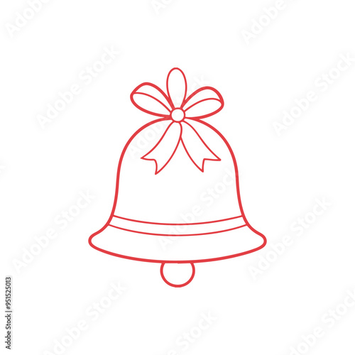 Merry Christmas Bell outline, Isolated christmas bell sketch icon Vector, christmas bell logo, christmas bell with ribbon white background.