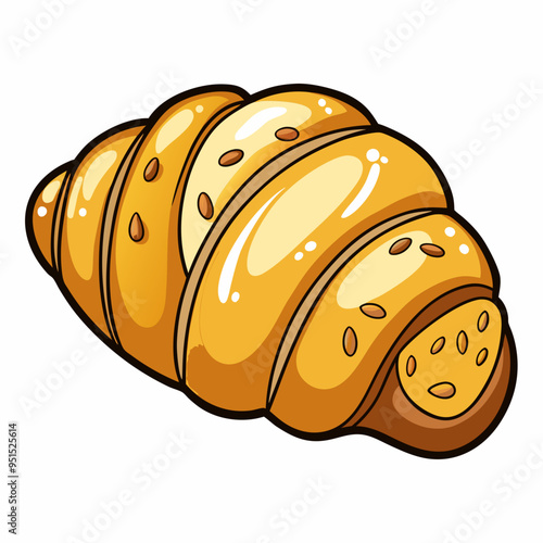 Delicious almond croissant vector illustration
