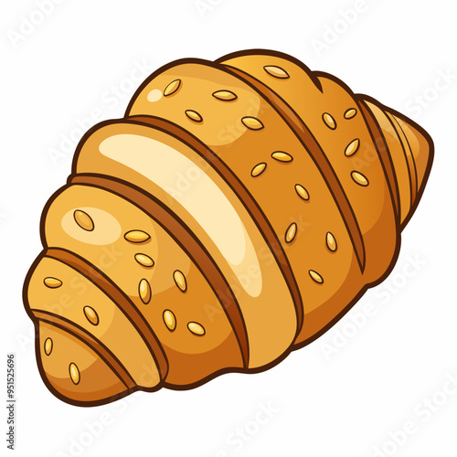 Delicious almond croissant vector illustration
