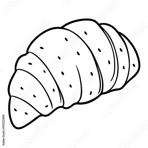 Delicious almond croissant line art vector illustration

