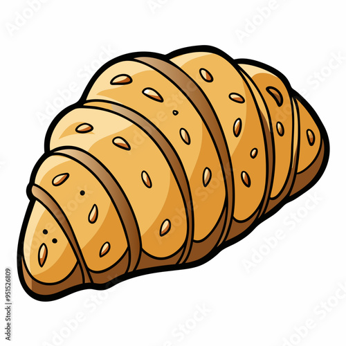 Delicious almond croissant vector illustration

