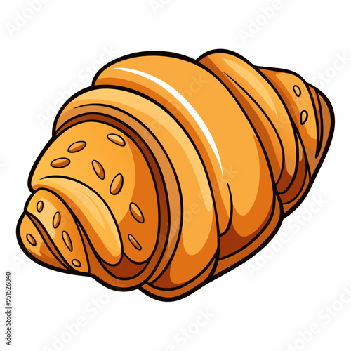 Delicious almond croissant vector illustration
