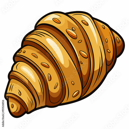 Delicious almond croissant vector illustration
