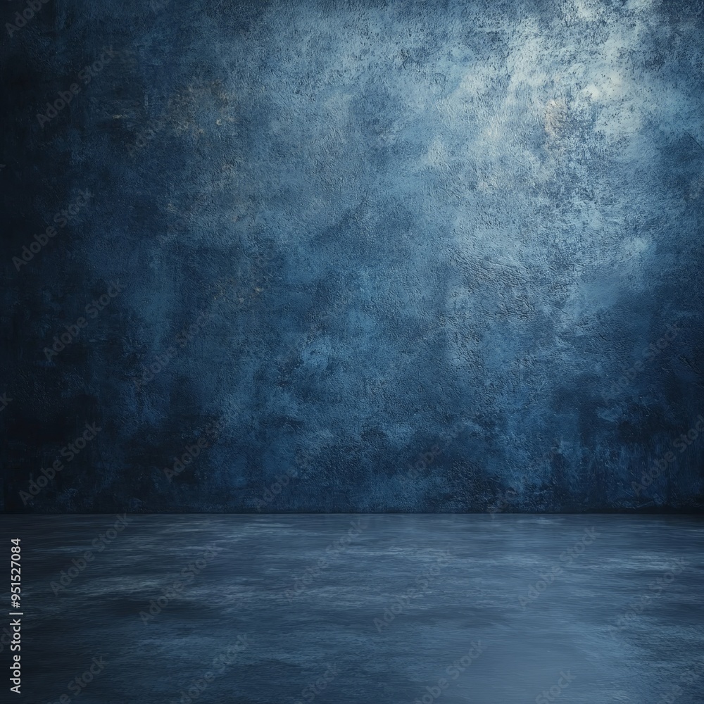 Matte Dark Blue Wall with Soft Spotlight and Subtle Shadow Matte Dark Blue Wall with Soft Spotlight and Subtle Shadow