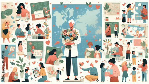 Design a collage showcasing various scenes of teachers being appreciated