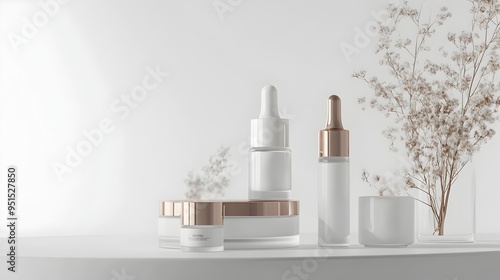 Wallpaper Mural Elegant Anti Aging Skincare Arrangement with Luxurious Facial Serums and Moisturizers on Minimalist White Background Torontodigital.ca