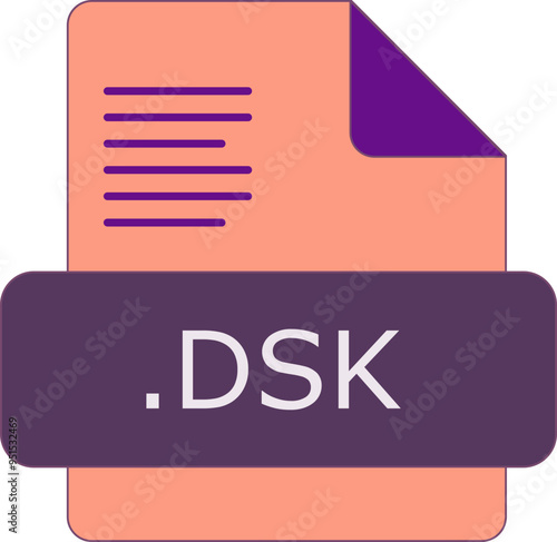 DSK File extension icon insidse fill with lines fill