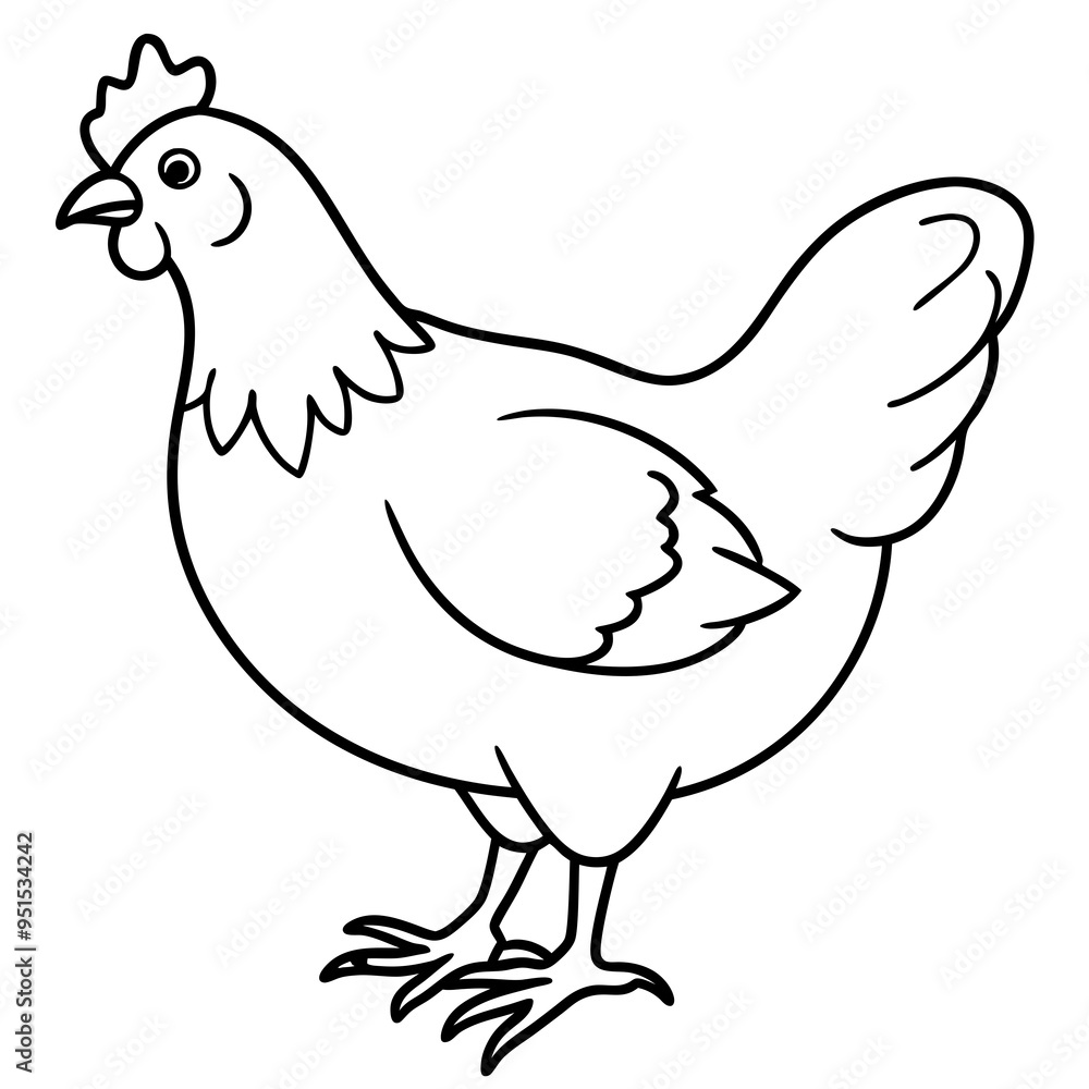 Hen line art isolated on a white background
Hen line art isolated on a white background