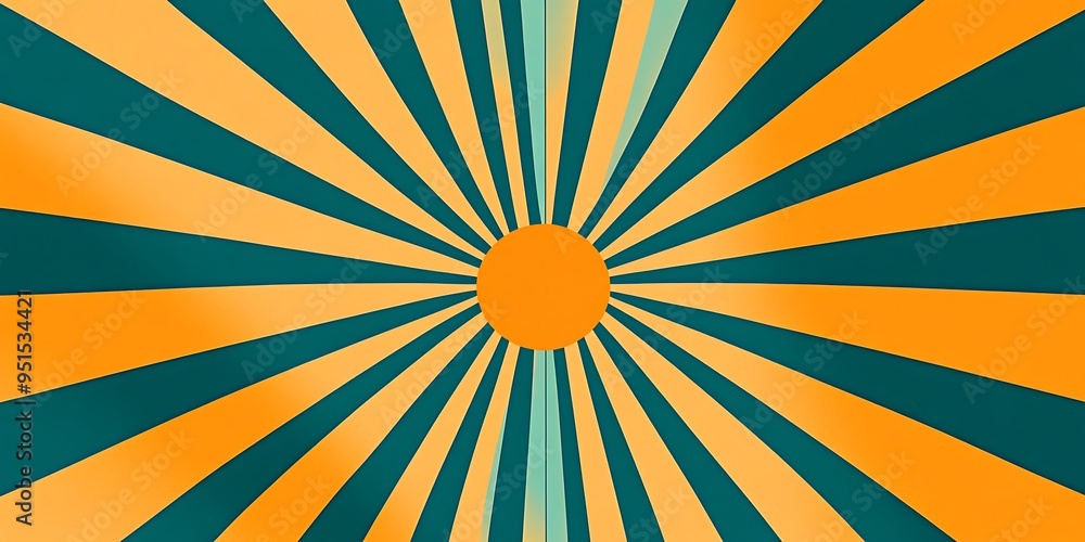 Retro Inspired sunburst graphic print in vibrant colors evokes nostalgic vibes. retro, burst, teal, design, orange, line, rays, sunburst, backgrounds Retro Inspired sunburst graphic print in vibrant colors evokes nostalgic vibes. retro, burst, teal, design, orange, line, rays, sunburst, backgrounds