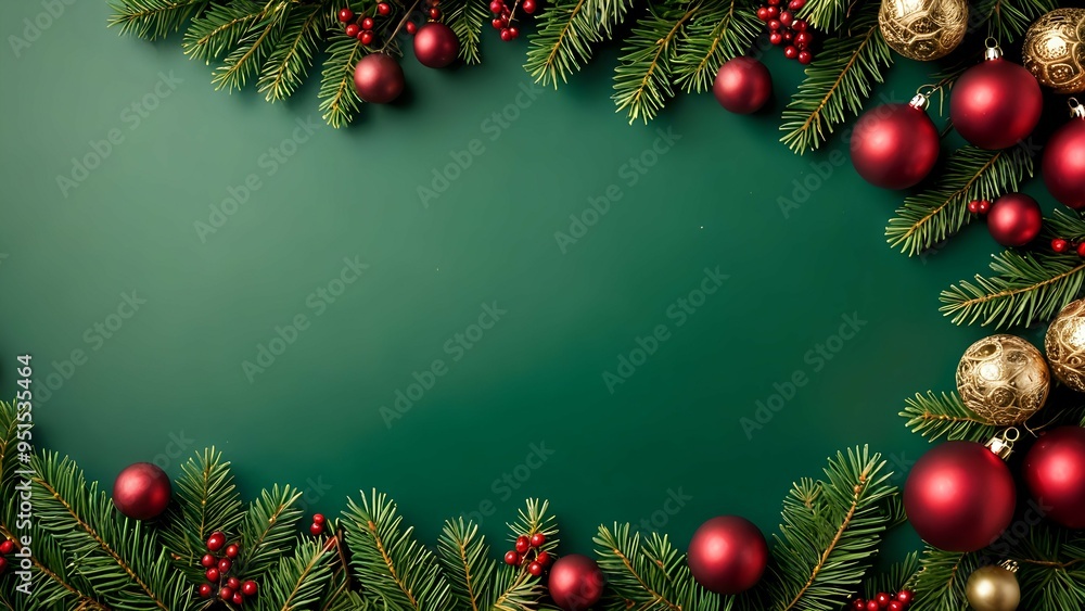Christmas background with pine branches and red and gold ornaments. Christmas background with pine branches and red and gold ornaments.