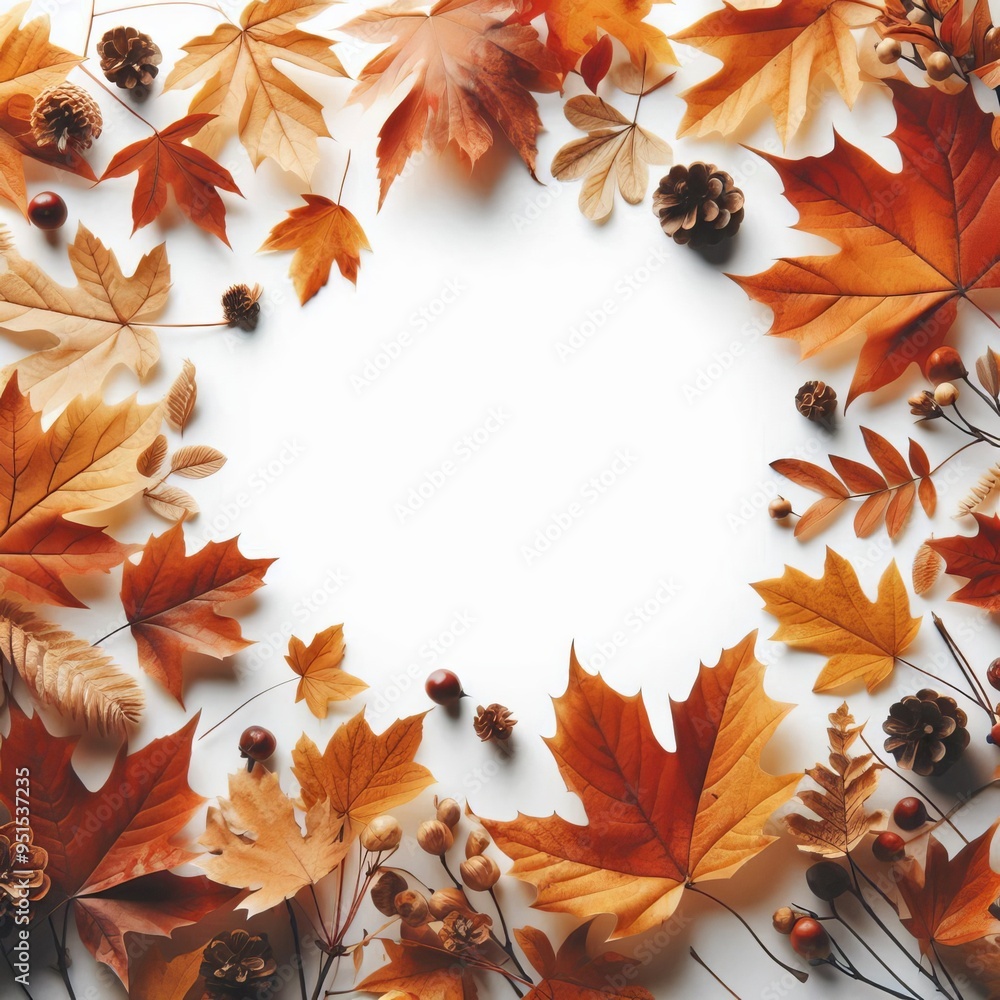 Autumn leaves frame with yellow and orange foliage, perfect for seasonal design, copy space Autumn leaves frame with yellow and orange foliage, perfect for seasonal design, copy space