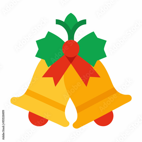 Christmas bells with red ribbon vector illustration 