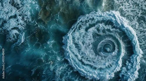 Fototapeta Naklejka Na Ścianę i Meble -  Aerial Shot with Fibonacci Spiral