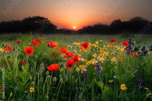 sunset in the field