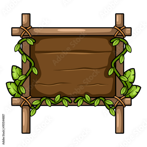 wood frame nature with leaf illustration