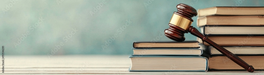 A gavel rests on a stack of law books, symbolizing justice, authority, and the legal profession in a serene background. A gavel rests on a stack of law books, symbolizing justice, authority, and the legal profession in a serene background.