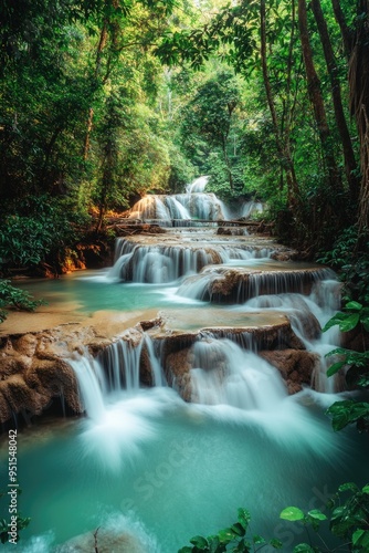 Lush Green Forest Waterfall