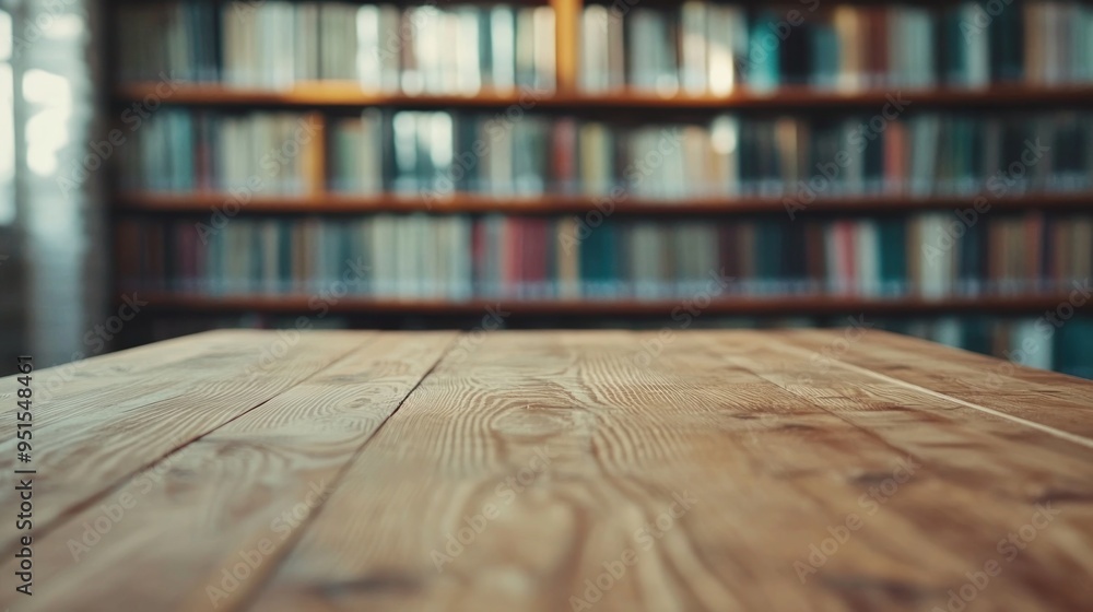 Wooden Table in a Library Wooden Table in a Library