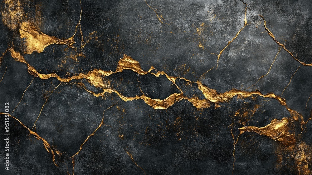 Obraz premium Black Marble with Gold Veins