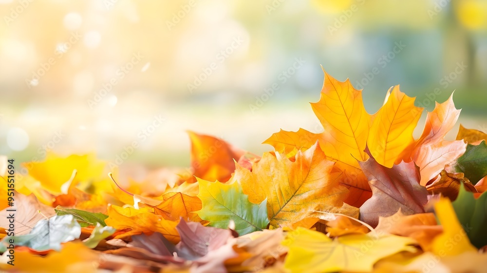 Autumn Leaves Background with Bokeh and Warm Colors Autumn Leaves Background with Bokeh and Warm Colors
