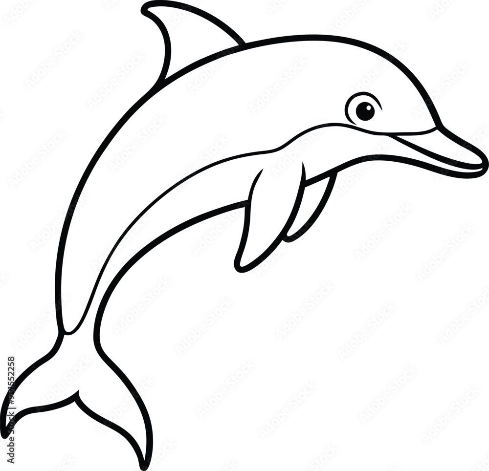 Fototapeta premium Dolphin outline vector art 