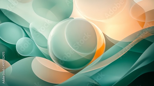 Abstract design featuring smooth bubbles and waves in tranquil colors